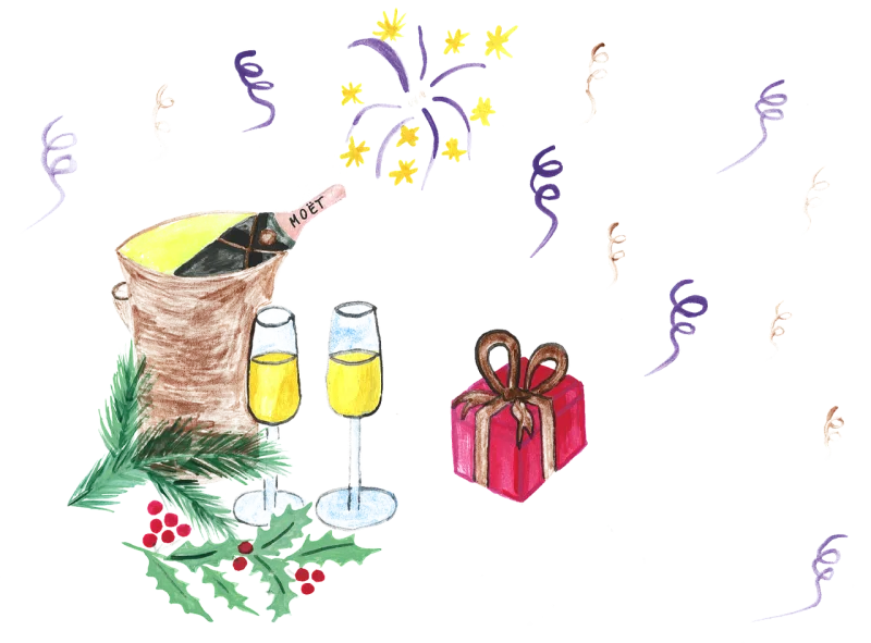 New year's eve Happy birthday New year Stickdatei – Essen & Trinken