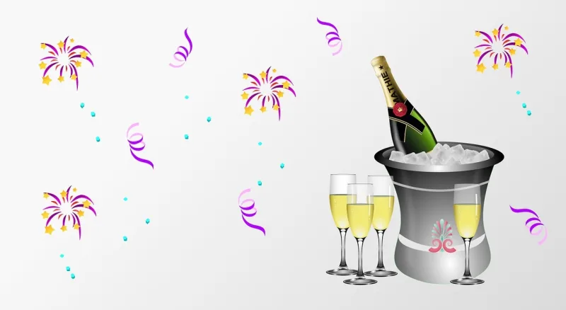 Sylvester Party Sparkling wine Stickdatei – Essen & Trinken