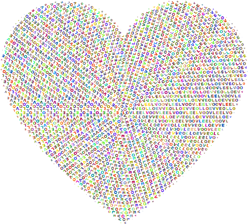 Heart Love Typography Stickdatei – Herzen & Liebe