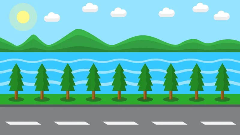 Road Lake Mountains Stickdatei – Natur