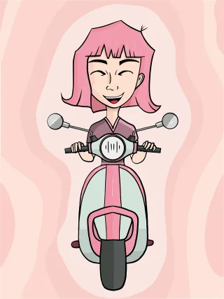 Girl Scooter Riding Stickdatei