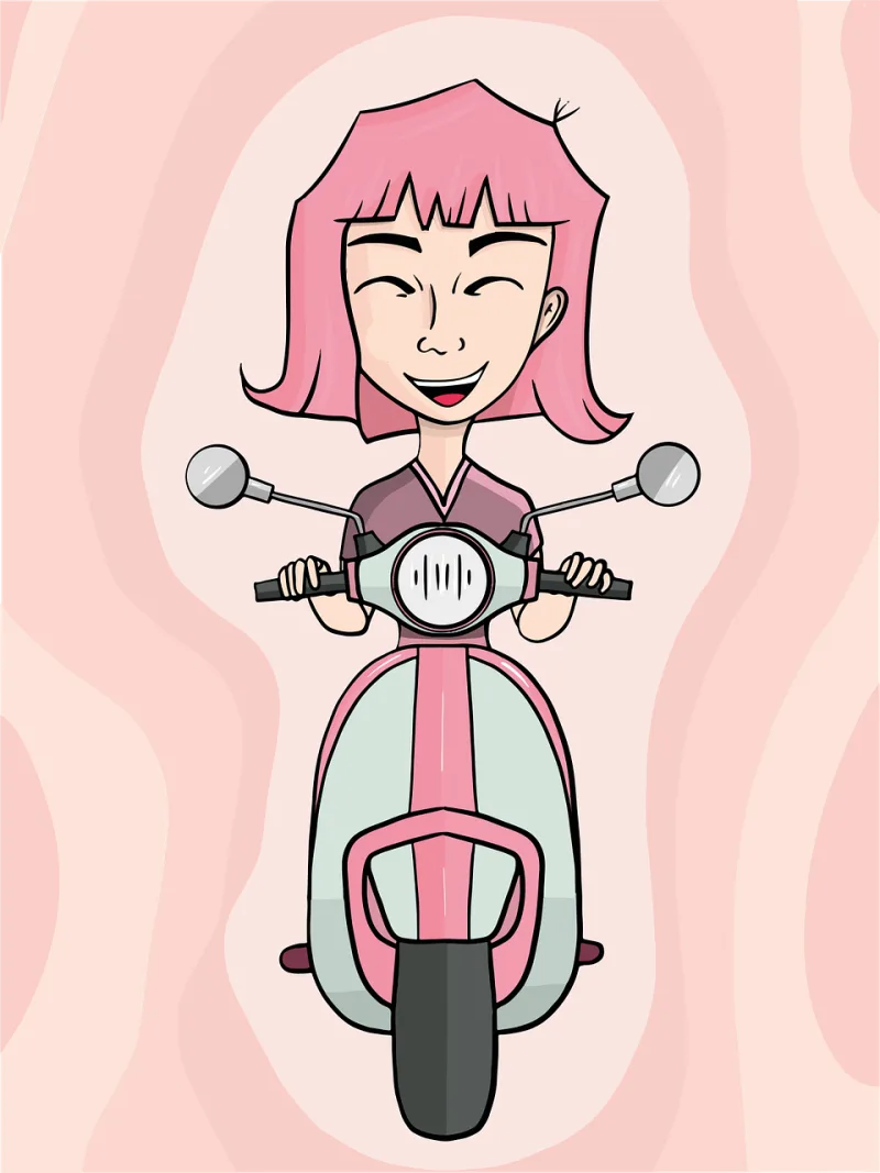 Girl Scooter Riding Stickdatei – Fahrzeuge