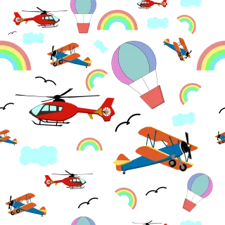 Aircraft Cartoon Pattern Stickdatei