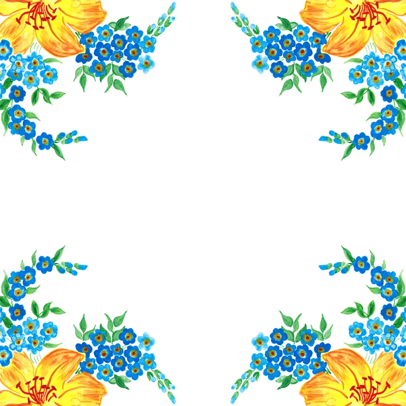 Flowers Border Watercolor Stickdatei – Blumen