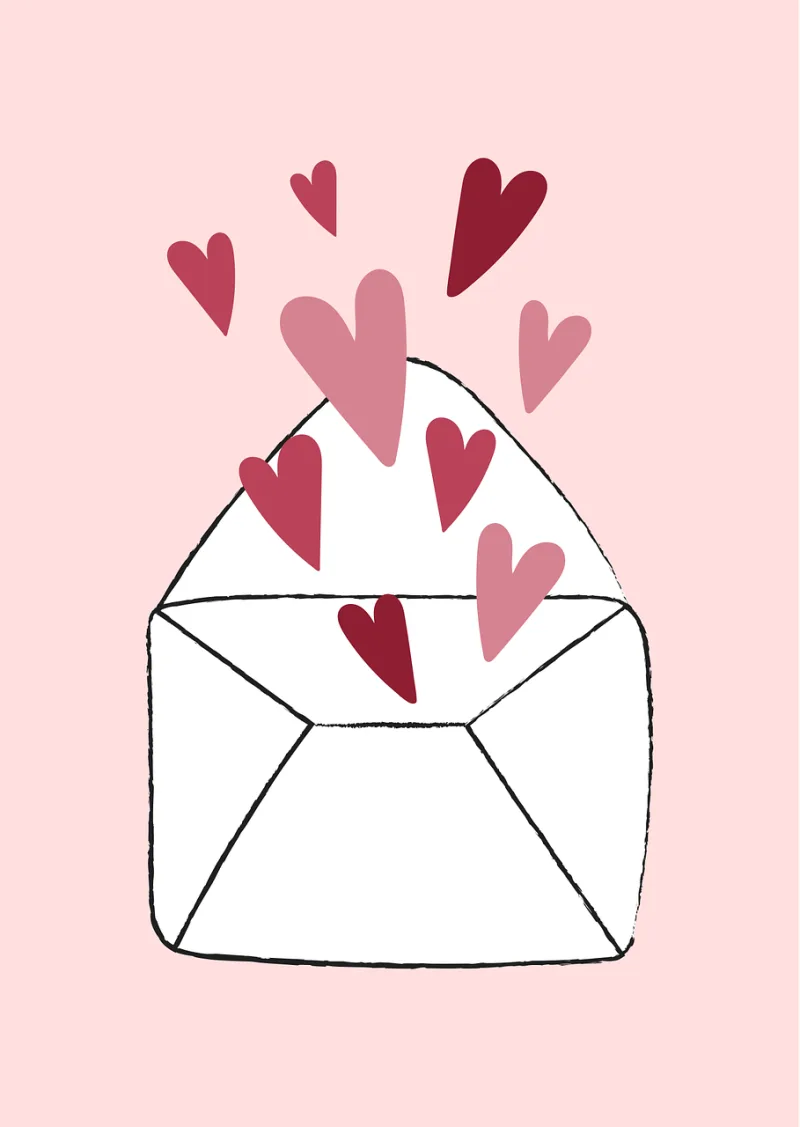 Hearts Letter Envelope Stickdatei – Herzen & Liebe