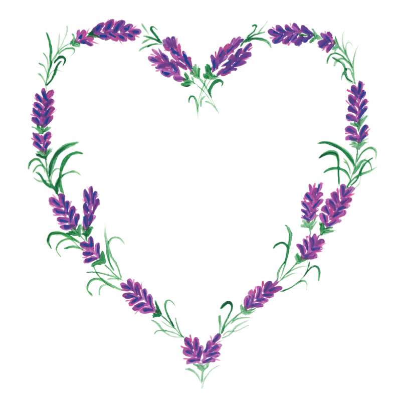 Lavender Frame Heart Stickdatei – Blumen