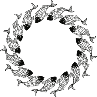 Fish Frame Line art Stickdatei
