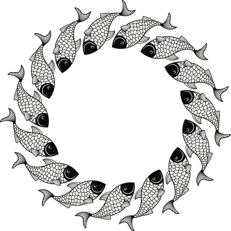 Fish Frame Line art Stickdatei – Sport