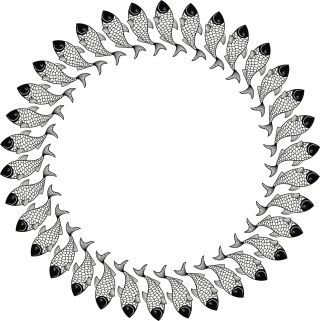 Fish Frame Line art Stickdatei