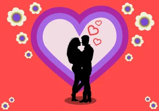 Hearts Couple Silhouette Stickdatei
