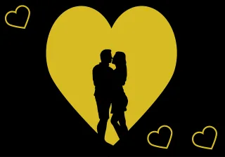 Hearts Couple Silhouette Stickdatei
