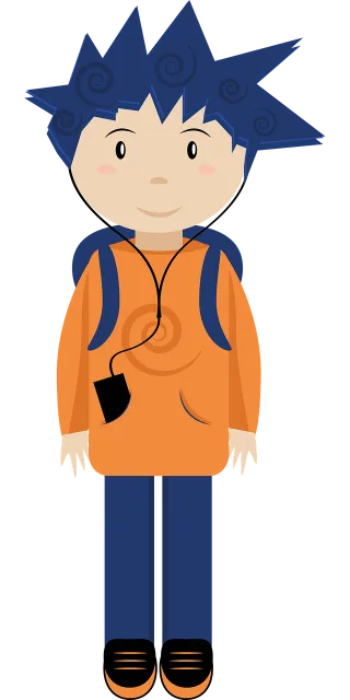 Boy Student Cartoon Stickdatei