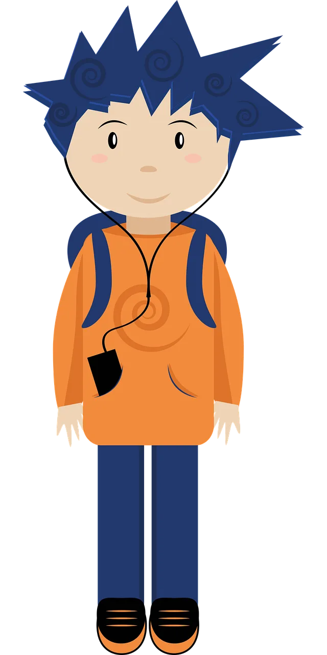 Boy Student Cartoon Stickdatei – Musik