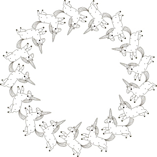 Unicorn Frame Line art Stickdatei