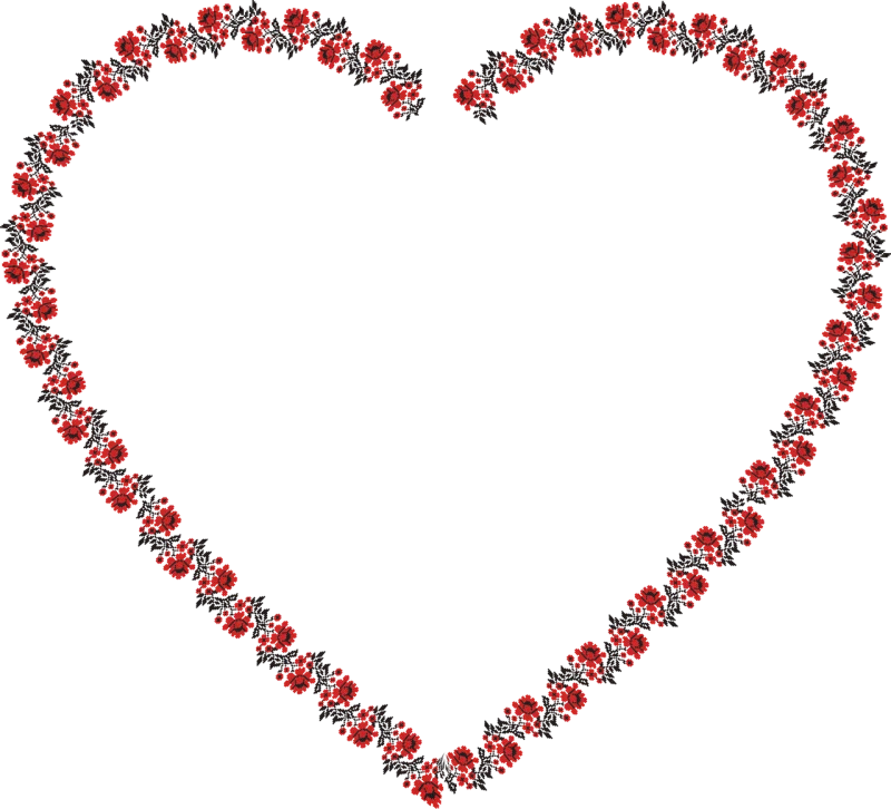 Roses Heart Frame Stickdatei – Blumen