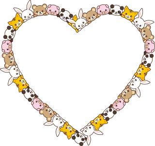 Animals Heart Frame Stickdatei