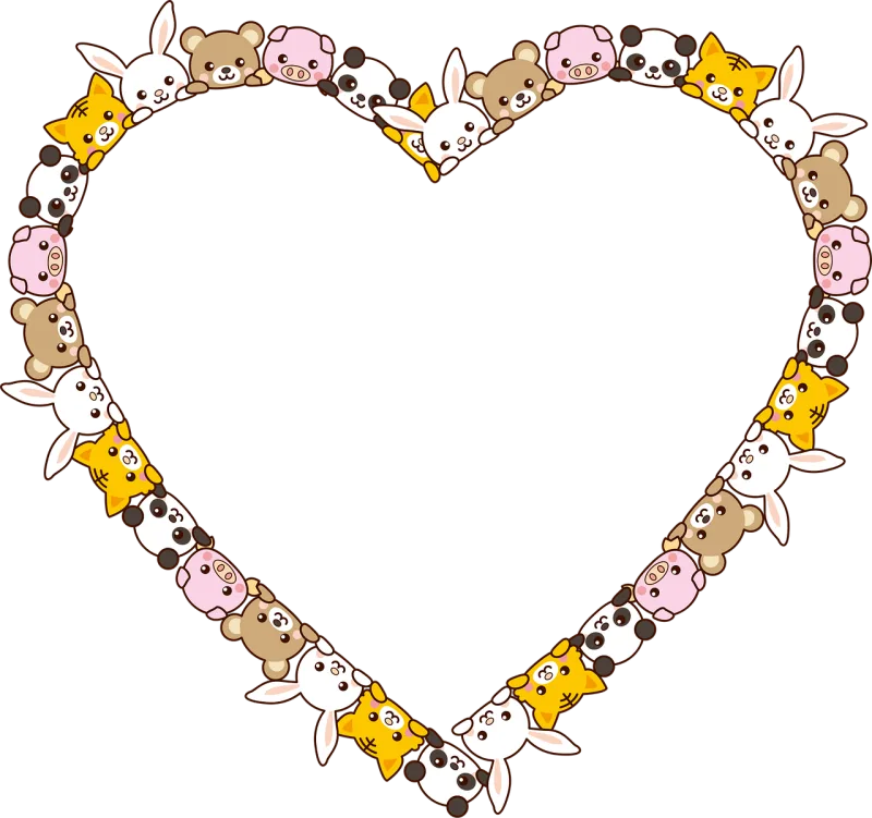 Animals Heart Frame Stickdatei – Tiere