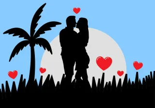 Couple Romantic Silhouette Stickdatei