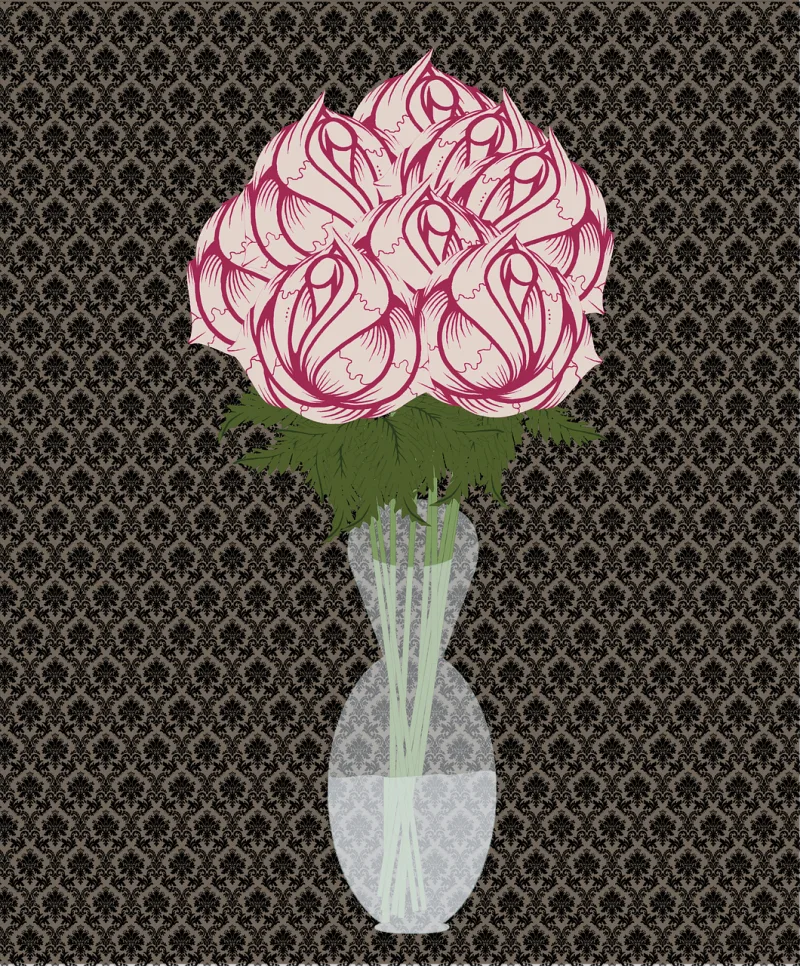 Roses Flowers Vase Stickdatei – Blumen