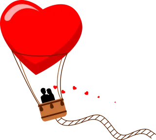Hot air balloon Couple Hearts Stickdatei