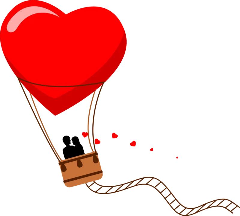 Hot air balloon Couple Hearts Stickdatei – Fahrzeuge