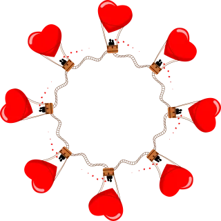Couple Hot air balloon Frame Stickdatei