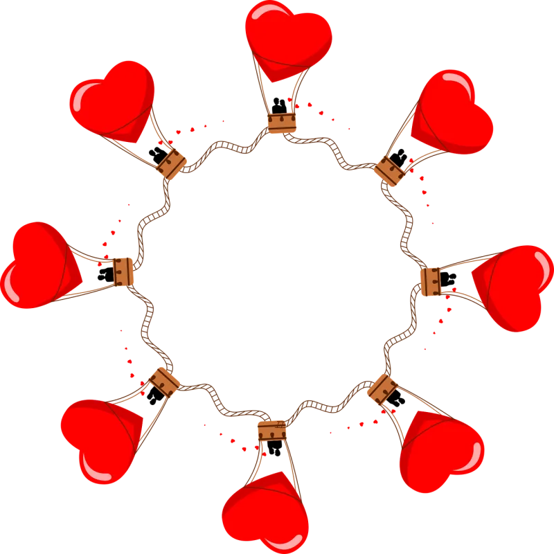 Couple Hot air balloon Frame Stickdatei – Fahrzeuge