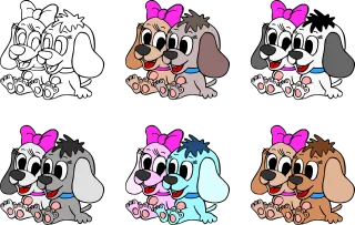 Dogs Pets Coloring book Stickdatei