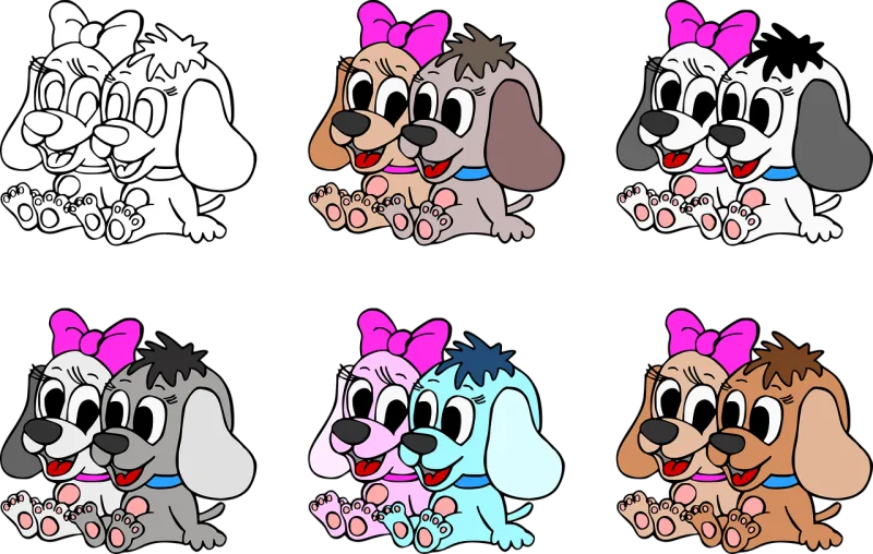 Dogs Pets Coloring book Stickdatei – Herzen & Liebe