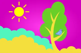 Tree Bird Sun Stickdatei