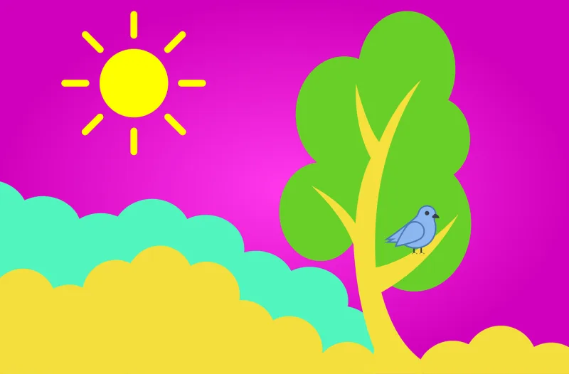 Tree Bird Sun Stickdatei – Natur