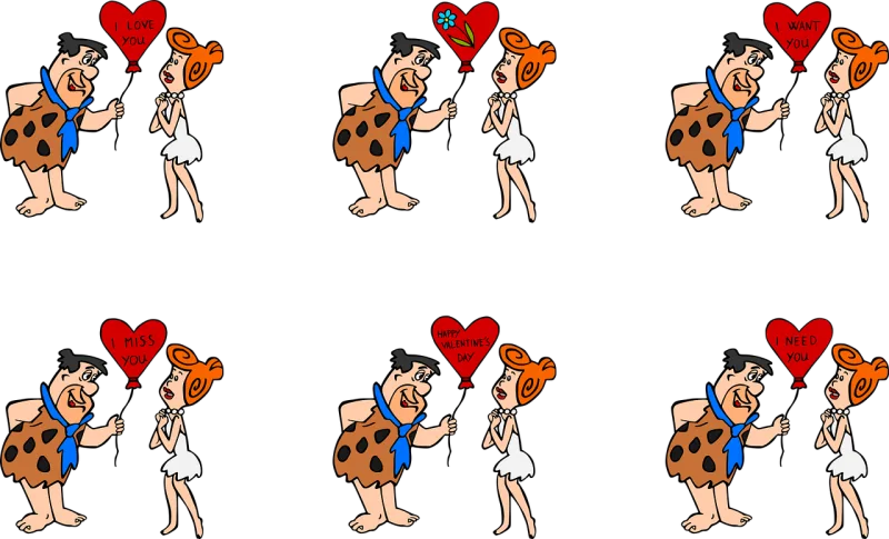 Flinstons Family Love Stickdatei – Herzen & Liebe