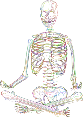 Skeleton Meditation Line art Stickdatei