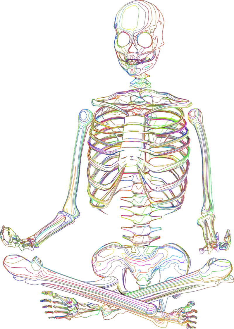 Skeleton Meditation Line art Stickdatei – Blumen