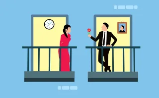Neighbors Balcony Couple Stickdatei – Herzen & Liebe