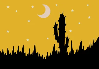 Cactus Night Silhouette Stickdatei