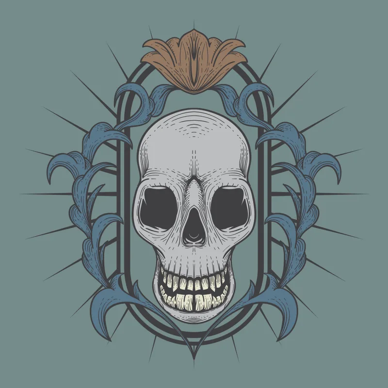 Skull Skeleton Head Stickdatei – Blumen