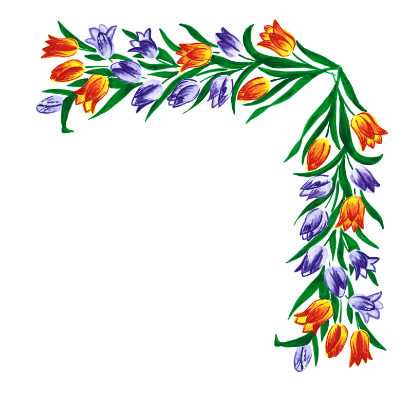 Tulips Flowers Border Stickdatei – Blumen