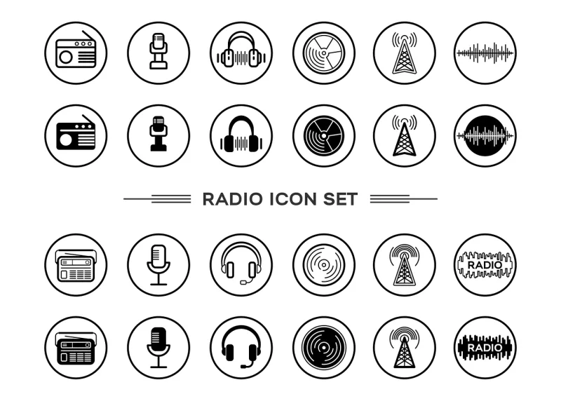 Radio Music Icons Stickdatei – Musik