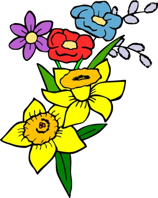 Flowers Bouquet Daffodils Stickdatei