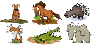 Animals Wildlife Cartoon Stickdatei