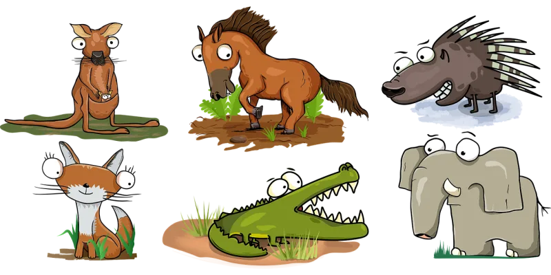 Animals Wildlife Cartoon Stickdatei – Tiere