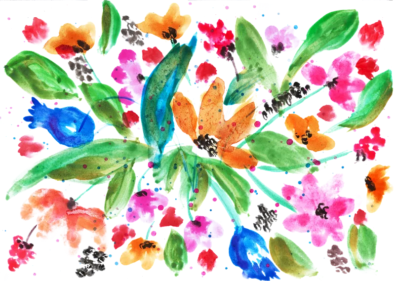 Flowers Watercolor Watercolor painting Stickdatei – Blumen