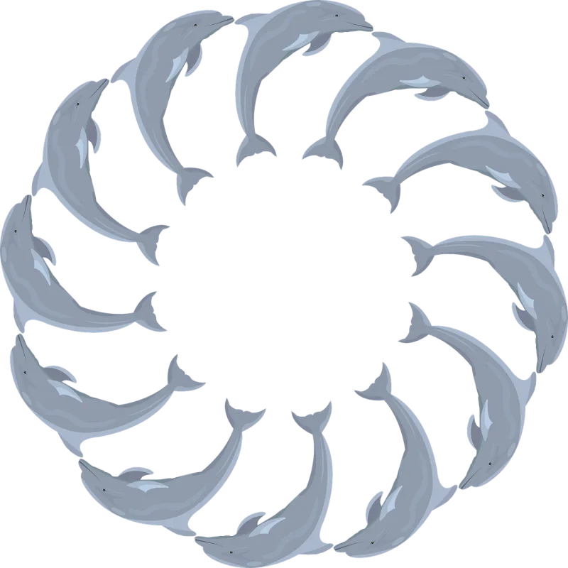 Frame Dolphins Round Stickdatei – Tiere