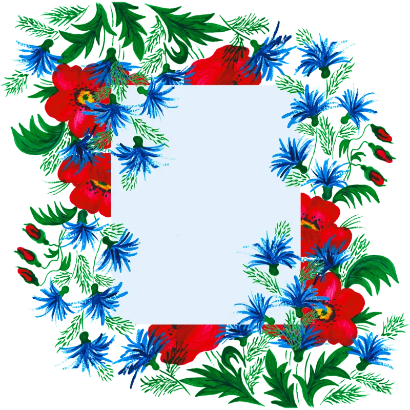 Border Flowers Watercolor Stickdatei – Blumen