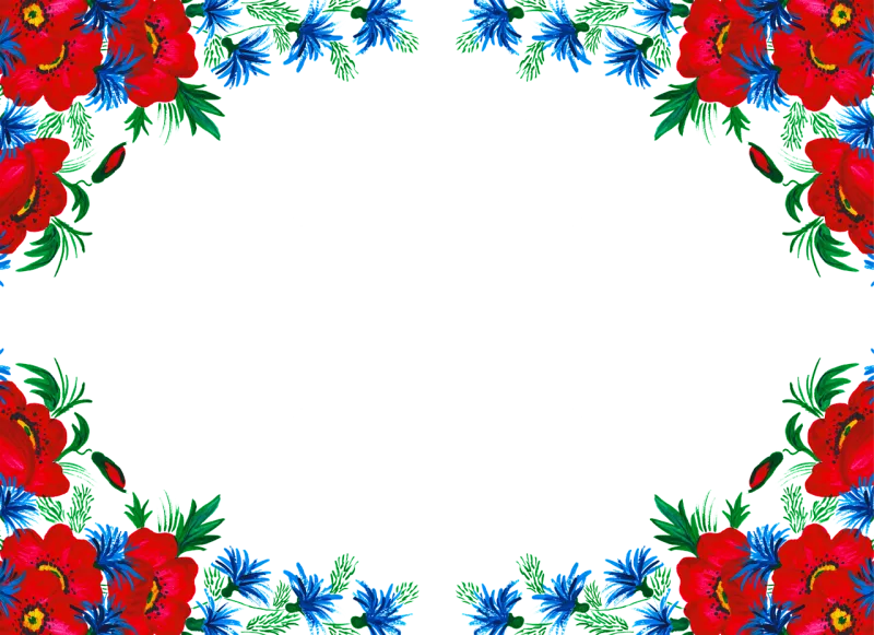 Border Flowers Watercolor Stickdatei – Blumen