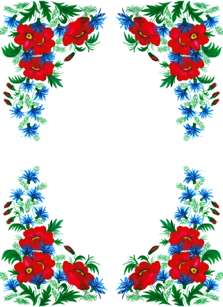 Border Flowers Watercolor Stickdatei