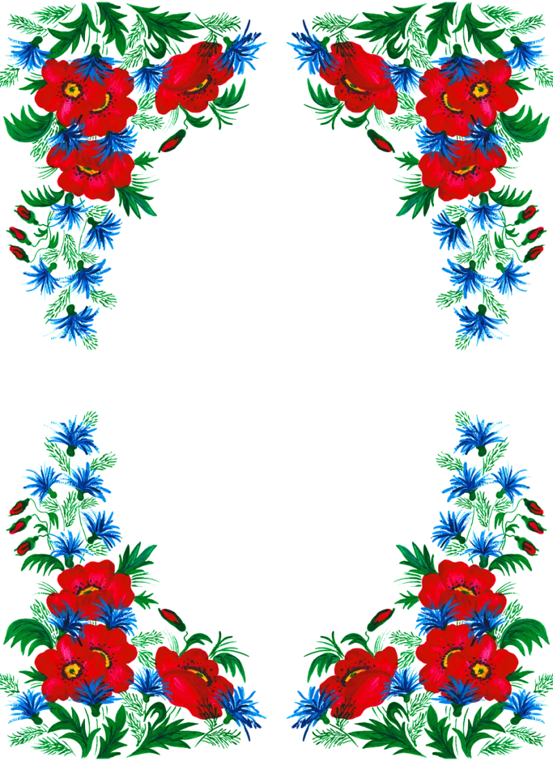 Border Flowers Watercolor Stickdatei – Blumen