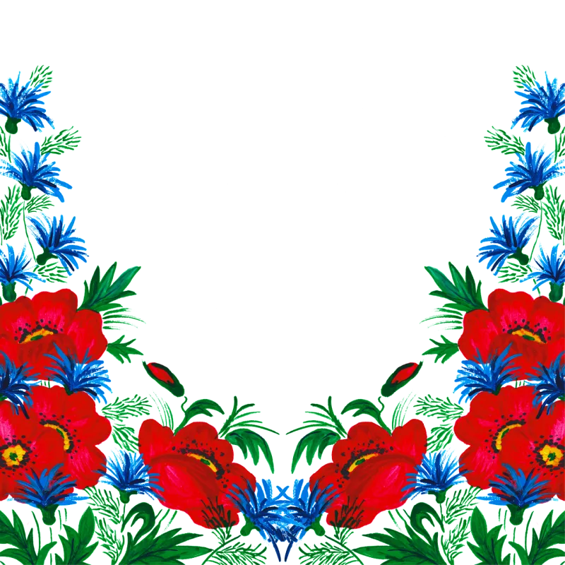Border Flowers Watercolor Stickdatei – Blumen