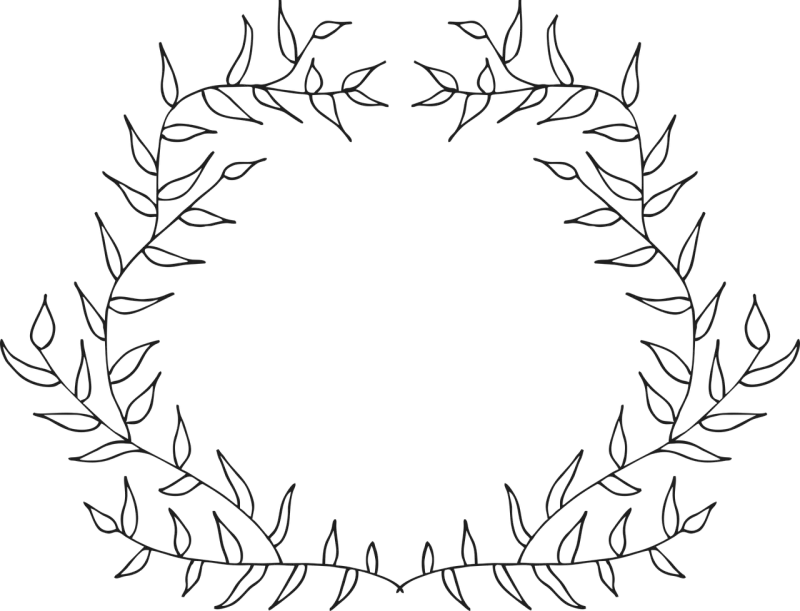 Frame Leaves Line art Stickdatei – Weihnachten